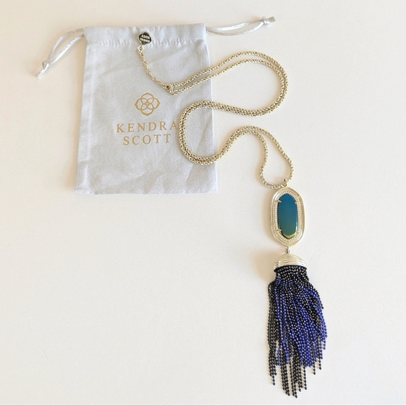 Kendra Scott Charlsea Glam Rock Necklace Iridescent Dichroic Glass Chain Fringe - Picture 1 of 12